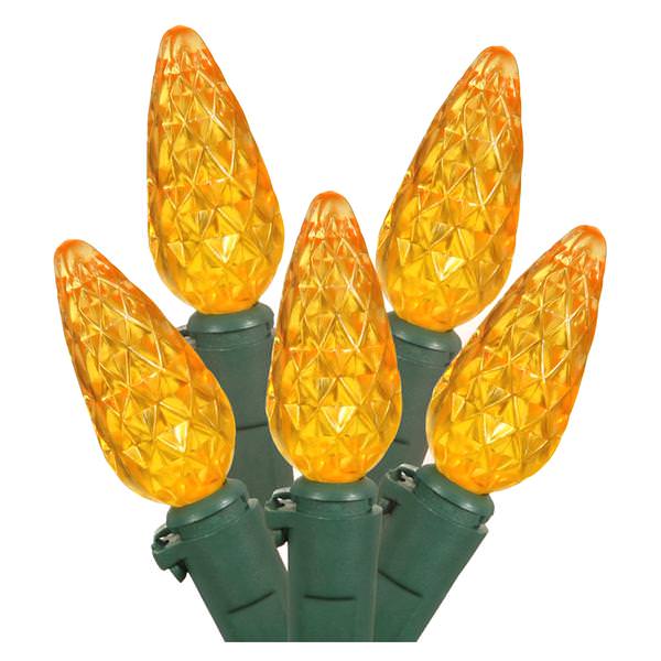 70 Light 35' Green Wire Orange LED C6 String with 6" Spacing