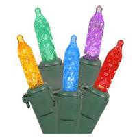 Vickerman 70 Light 9' M5 LED Green Wire Multi-Color Icicle Light String with 3.5" Spacing