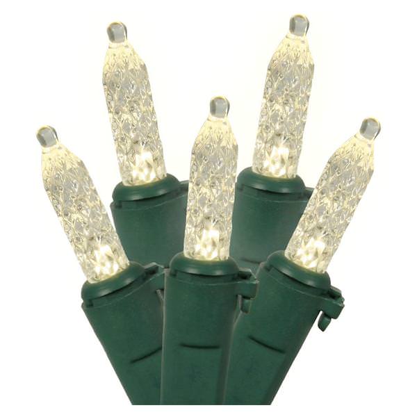 70 Light 9' Green Wire Warm White LED Icicle Light String with 3.5" Spacing