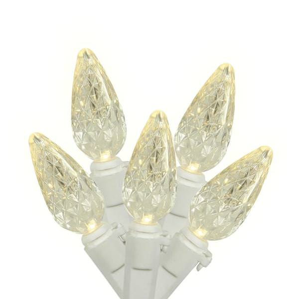 50 Light 25' White Wire Warm White C6 LED String with 6" Spacing