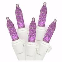 Vickerman 70 Light 9' White Wire Purple LED Icicle Light String with 3.5" Spacing