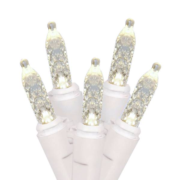 70 Light 9' White Wire Warm White LED Icicle Light String with 3.5" Spacing