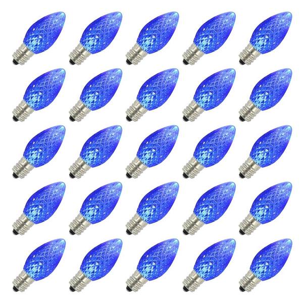 0.96 watt 130 volt C7 Candelabra Screw Blue Faceted Twinkle LED Light Bulb (25 Pack)