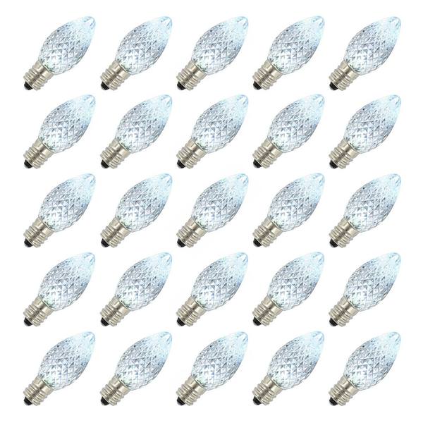 C7 Candelabra Screw Base Faceted Pure White Twinkle LED (25 pack)