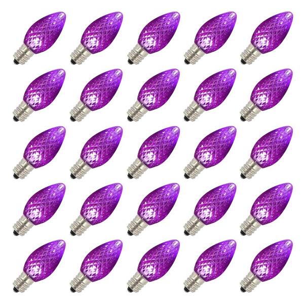 0.96 watt 120 volt C7 Candelabra Screw Purple Twinkle Faceted LED (25 Pack)