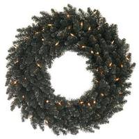 Vickerman 30" Artificial Black Ashley Spruce Wreath 70 Clear Lights