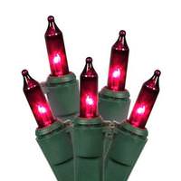 Vickerman 50 Light 23' Green Wire Purple Miniature String with 5.5" Spacing