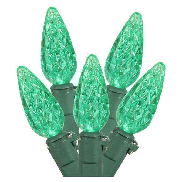 70 Light 35' Green Wire Green LED C6 String with 6" Spacing