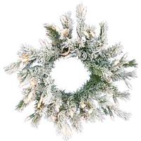 Vickerman 12" Artificial Frosted Dunhill Fir Wreath 35 Clear Lights