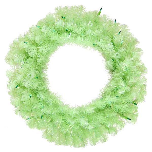 24" Artificial Chartreuse Wreath 50 Green Lights