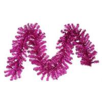 Vickerman 9' x 12" Artificial Fuchsia Garland 70 Purple Lights
