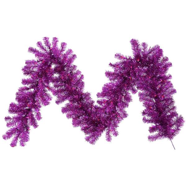 9' x 12" Artificial Purple Garland 70 Purple Miniature Lights