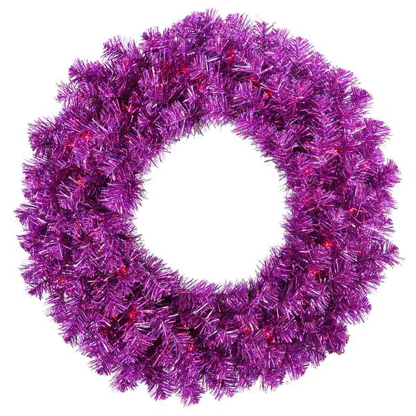 30" Artificial Purple Wreath 70 Purple Miniature Lights
