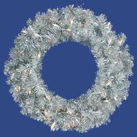Vickerman 24" Artificial Silver Wreath 50 Clear Lights