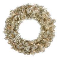 Vickerman 24" Artificial Champagne Wreath 50 Clear Lights