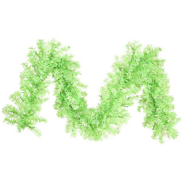 9' x 14" Artificial Chartreuse Wide Cut Garland 70 Green Lights