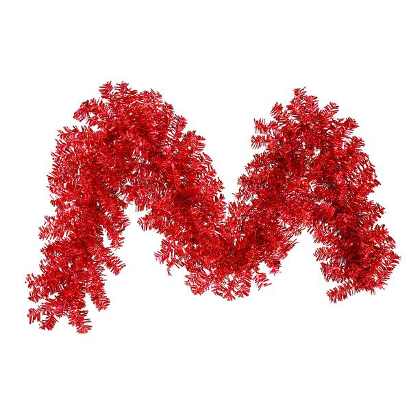 9' x 14" Artificial Red Wide Cut Garland 70 Red Lights
