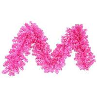 Vickerman 9' x 14" Artificial Hot Pink Wide Cut Garland 70 Pink Miniature Lights