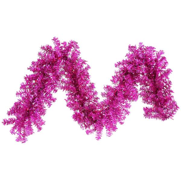 9' x 14" Artificial Fuchsia Wide Cut Garland 70 Purple Lights
