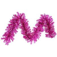 Vickerman 9' x 14" Artificial Fuchsia Wide Cut Garland 70 Purple Lights