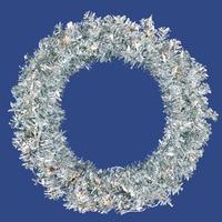 Vickerman 36" Artificial Silver Wide Cut Wreath 100 Clear Lights