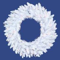 Vickerman 30" Artificial White Ashley Spruce Wreath 70 Clear Lights