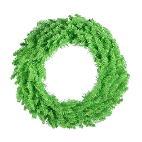 24" Artificial Lime Ashley Spruce Wreath 50 Green and Clear Lights