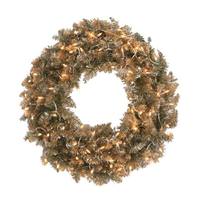 Vickerman 30" Artificial Champagne Ashley Spruce Wreath 70 Clear Lights