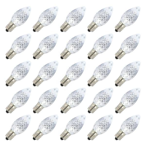 0.96 watt 120 volt C7 Candelabra Screw Pure White Twinkle LED (25 Pack)