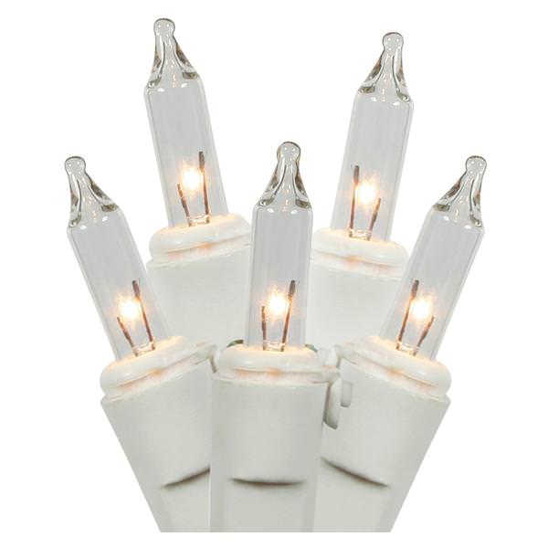 50 Light 23' Miniature White Wire Clear String with 5.5" Spacing