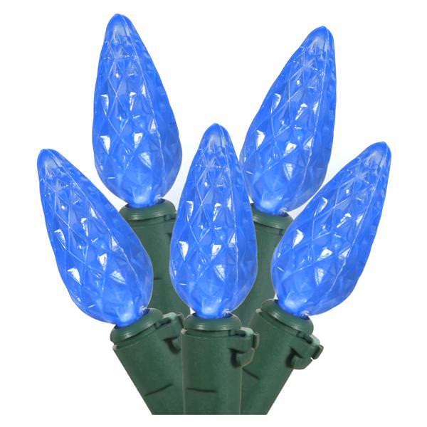 36 Light 18' Green Wire Blue C6 LED String with 4" Spacing