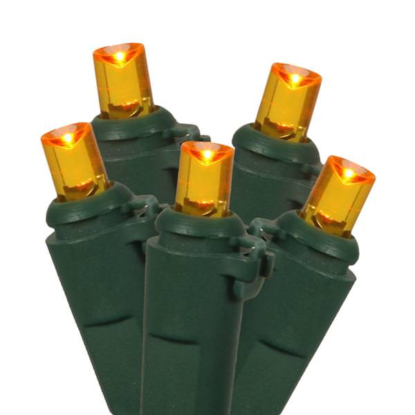 20 Light 9' Green Wire Orange Wide Angle LED Lights with 5.5" Spacing