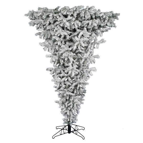 7.5' x 58" Artificial Flocked Upside Down 600 Clear DuraLit Miniature Lights