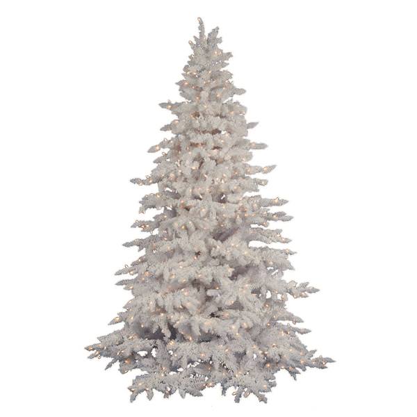 7.5' x 65" Artificial Flocked White Spruce 850 Clear Lights