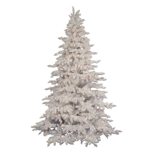 10' x 72" Artificial Flocked White Spruce Tree with 1,500 Multi-Color Lights