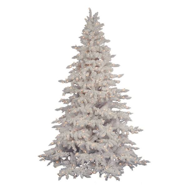 14' x 90" Artificial Flocked White Spruce 2650 Frosted Warm White Italian LED Lights