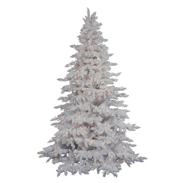 9' x 67" Artificial Flocked White Spruce 900 Warm White Italian LED Lights