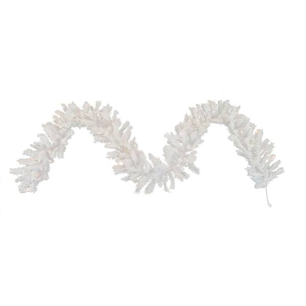 9' x 14" Artificial Flocked White Spruce Garland