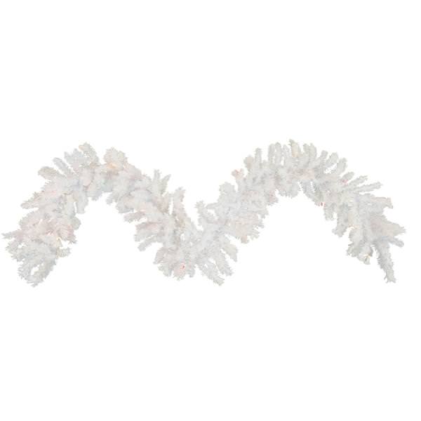 9' x 14" Artificial Flocked White Spruce Garland 50 Multi-Color DuraLit Miniature Lights
