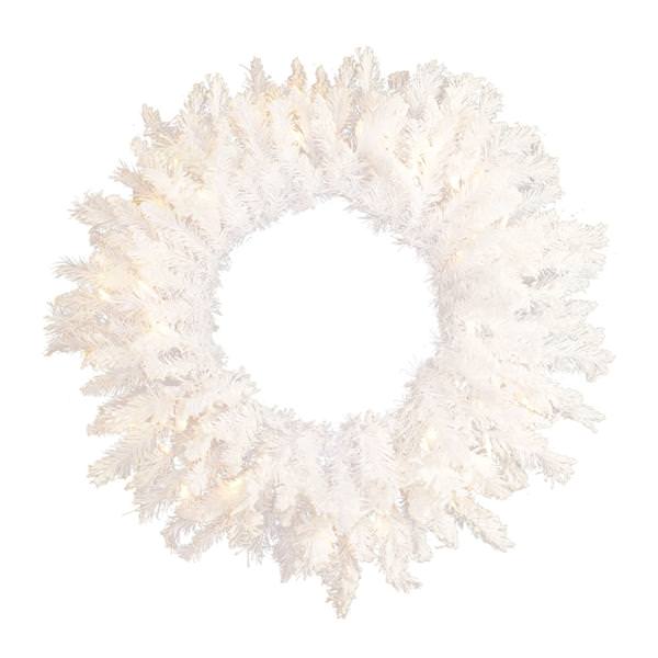 30" Artificial Flocked White Spruce 50 Warm White Italian LED Lights