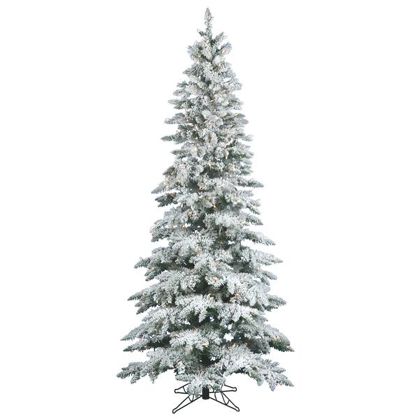 7.5' x 43" Artificial Flocked Utica Fir 400 Warm White Italian LED Lights