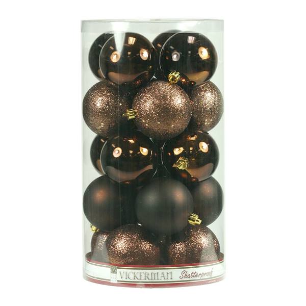 1" Chocolate Shiny Matte Glitter Sequin Ball Ornament (18 pack)