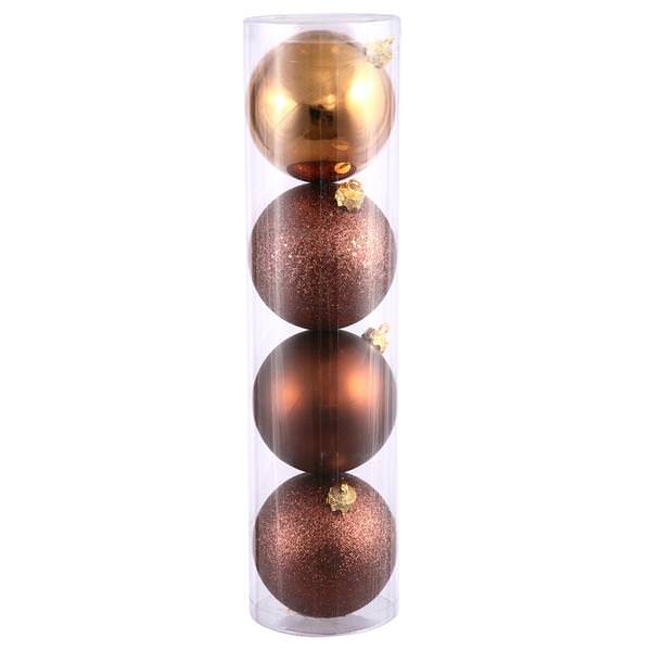 1" Mocha Shiny Matte Glitter Sequin Ball Ornament (18 pack)