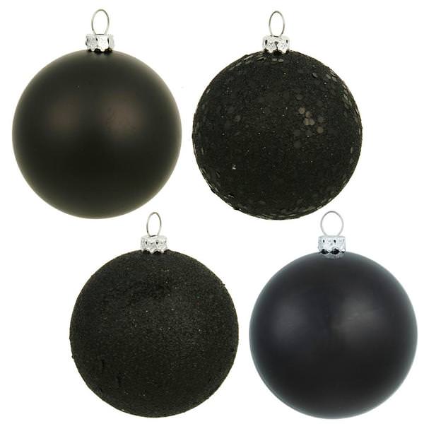 2.4" Black 4 Finish Ball Ornaments (set of 24)