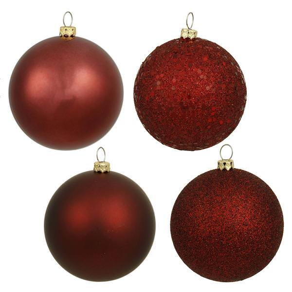 2.75" Burgundy Matte Shiny Sequin Glitter Ball Ornament (20 pack)