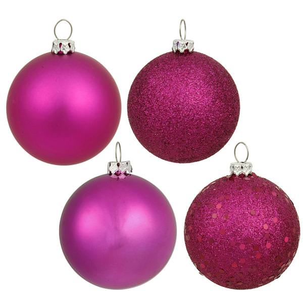 2.75" Magenta Matte Shiny Sequin Glitter Ball Ornament (20 pack)