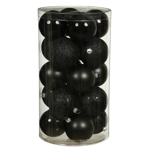 2.75" Black Matte Shiny Sequin Glitter Ball Ornament (20 pack)