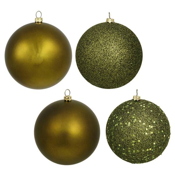 3" Olive Matte Shiny Sequin Glitter Ball Ornament (16 pack)