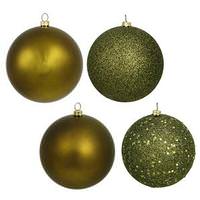 View 3" Olive Matte Shiny Sequin Glitter Ball Ornament (16 pack)