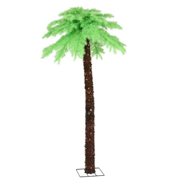 7' Artificial Chartreuse Palm 150 Clear Lights